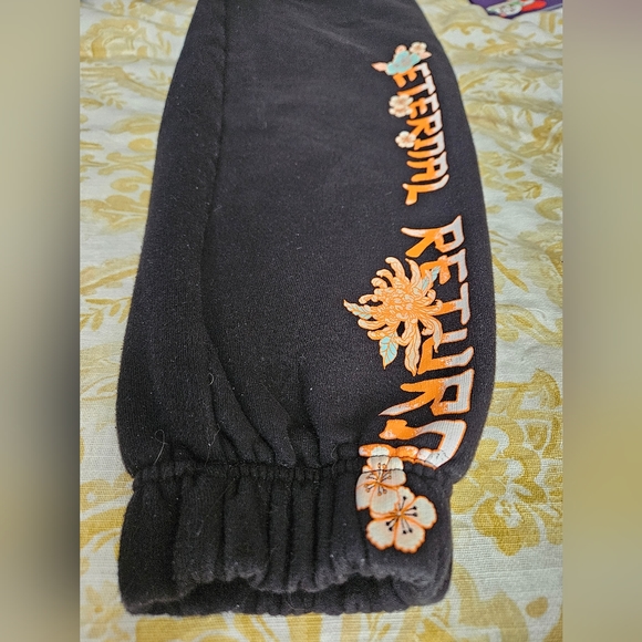 Bershka Dragon Sweatpants Black Asian Flower Design "Eternal Return" Size Small - Picture 14 of 14